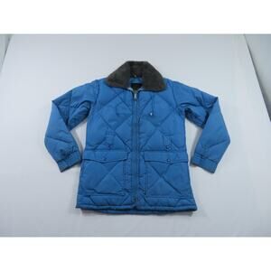 Schott Bros Goose Down Quilted Puffer Blue Jacket Womens Sz 12 1970s